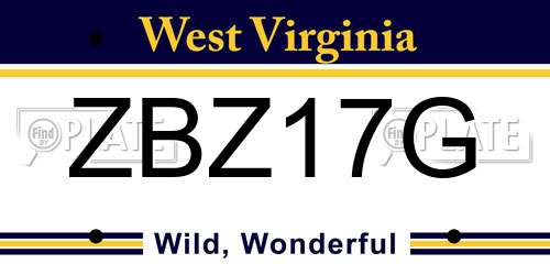 ZBZ17G West Virginia License Plate