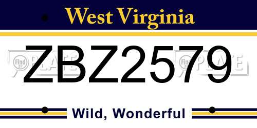 ZBZ2579 West Virginia License Plate