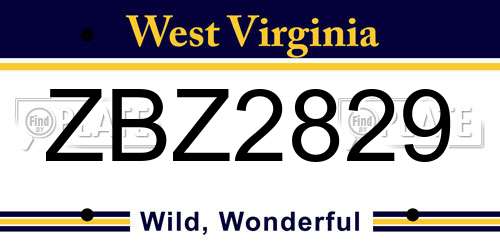 ZBZ2829 West Virginia License Plate