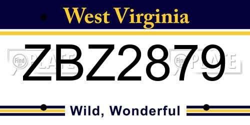 ZBZ2879 West Virginia License Plate