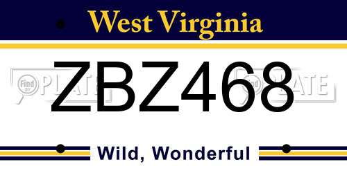 ZBZ468 West Virginia License Plate