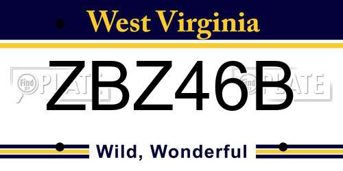 ZBZ46B West Virginia License Plate