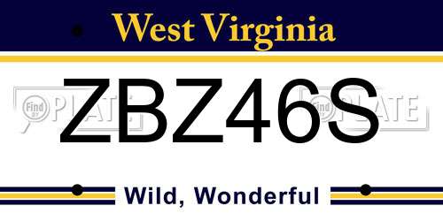 ZBZ46S West Virginia License Plate