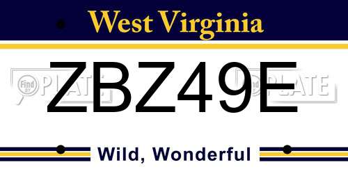 ZBZ49E West Virginia License Plate