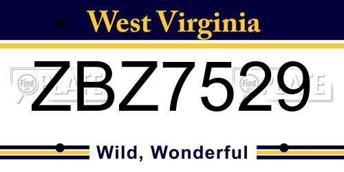ZBZ7529 West Virginia License Plate