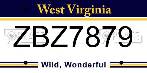 ZBZ7879 West Virginia License Plate