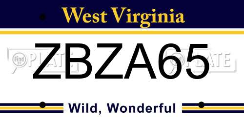 ZBZA65 West Virginia License Plate