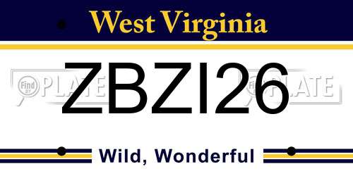 ZBZI26 West Virginia License Plate