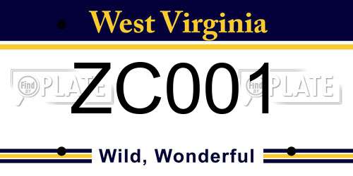 ZC001 West Virginia License Plate
