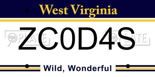 ZC0D4S West Virginia License Plate