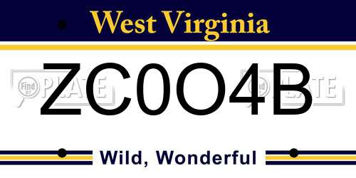 ZC0O4B West Virginia License Plate