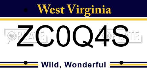 ZC0Q4S West Virginia License Plate