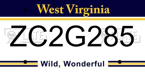 ZC2G285 West Virginia License Plate