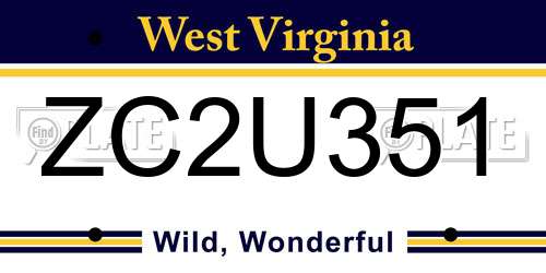 ZC2U351 West Virginia License Plate