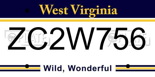 ZC2W756 West Virginia License Plate