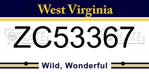 ZC53367 West Virginia License Plate