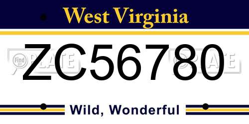 ZC56780 West Virginia License Plate