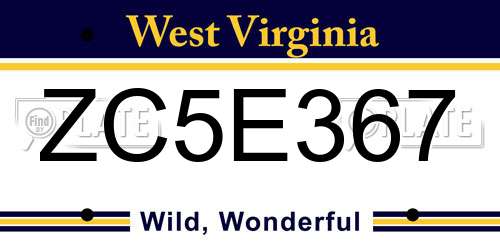 ZC5E367 West Virginia License Plate