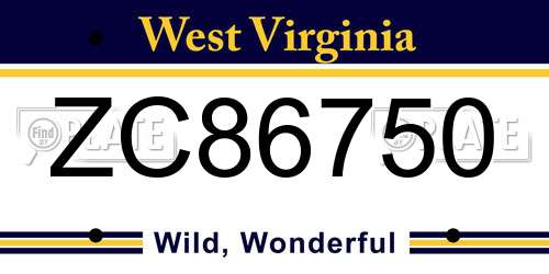 ZC86750 West Virginia License Plate