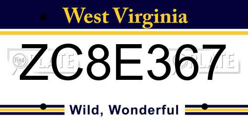ZC8E367 West Virginia License Plate