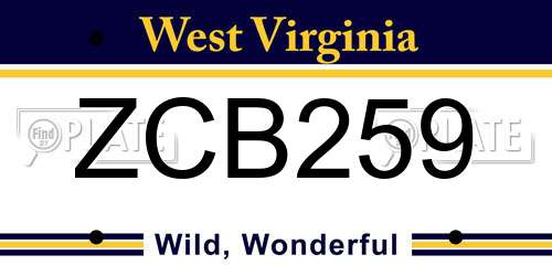 ZCB259 West Virginia License Plate