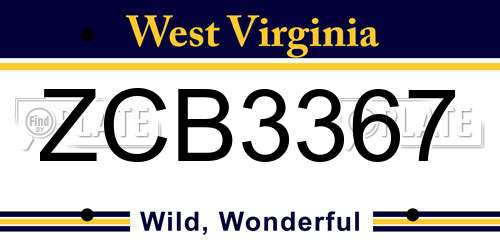 ZCB3367 West Virginia License Plate