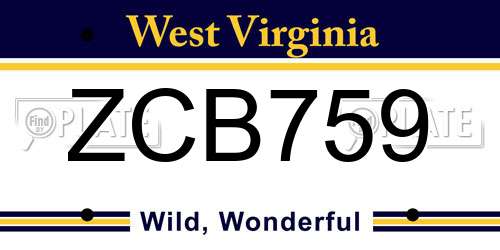 ZCB759 West Virginia License Plate
