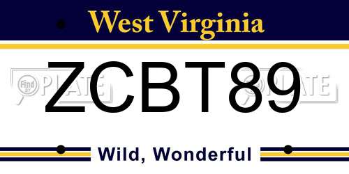 ZCBT89 West Virginia License Plate