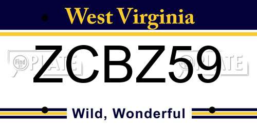 ZCBZ59 West Virginia License Plate