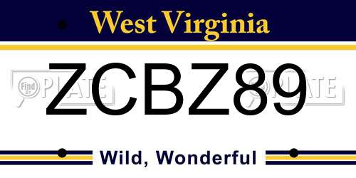 ZCBZ89 West Virginia License Plate