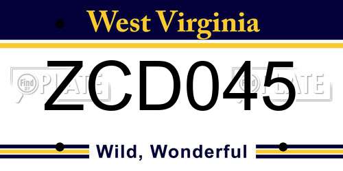 ZCD045 West Virginia License Plate