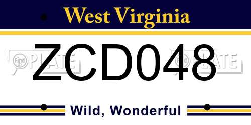 ZCD048 West Virginia License Plate