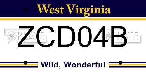 ZCD04B West Virginia License Plate