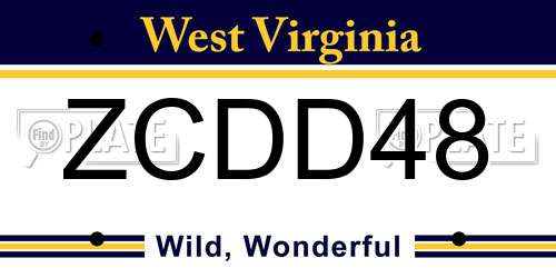 ZCDD48 West Virginia License Plate