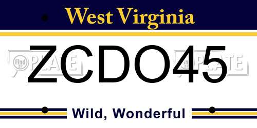 ZCDO45 West Virginia License Plate