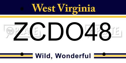ZCDO48 West Virginia License Plate