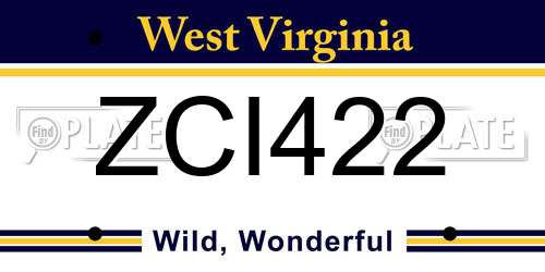 ZCI422 West Virginia License Plate