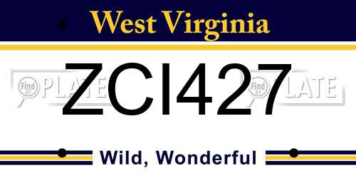 ZCI427 West Virginia License Plate