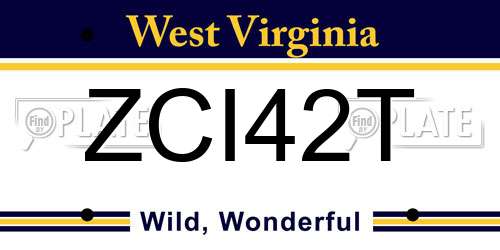 ZCI42T West Virginia License Plate