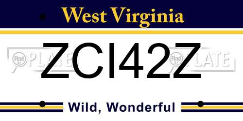 ZCI42Z West Virginia License Plate