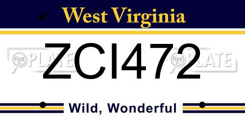 ZCI472 West Virginia License Plate