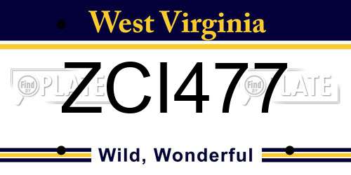 ZCI477 West Virginia License Plate