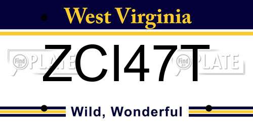 ZCI47T West Virginia License Plate