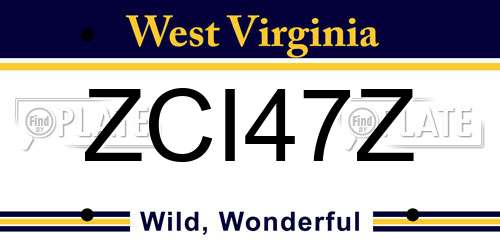ZCI47Z West Virginia License Plate