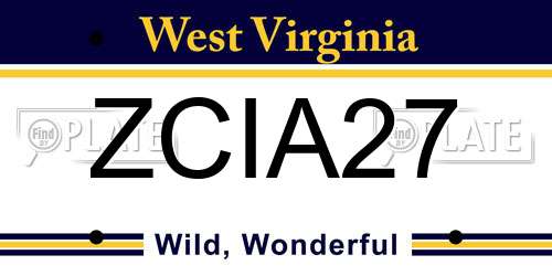 ZCIA27 West Virginia License Plate