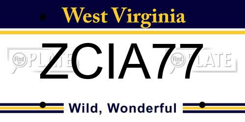 ZCIA77 West Virginia License Plate