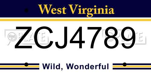 ZCJ4789 West Virginia License Plate