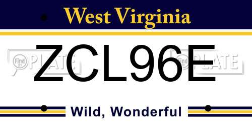 ZCL96E West Virginia License Plate