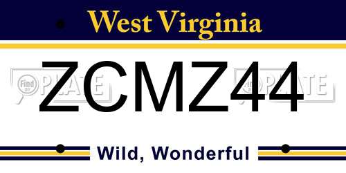 ZCMZ44 West Virginia License Plate
