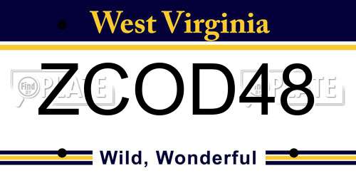ZCOD48 West Virginia License Plate